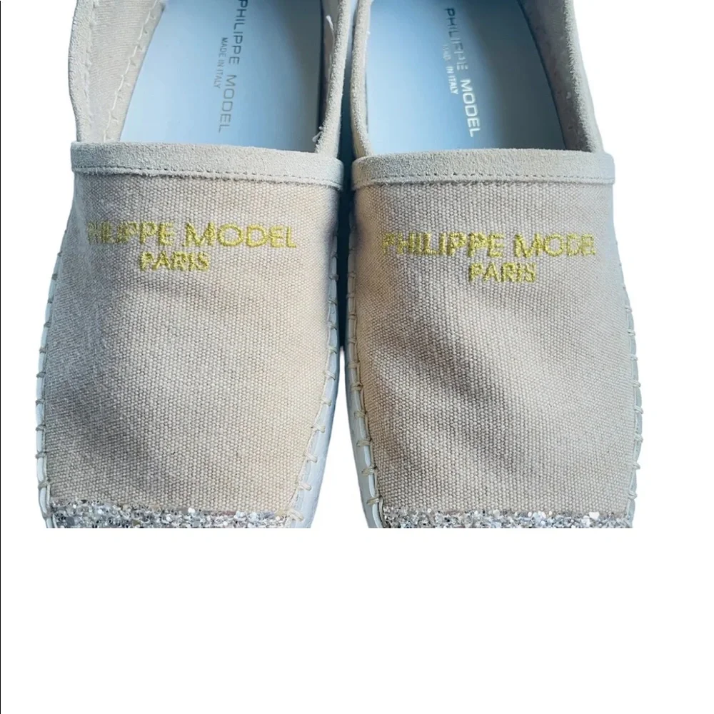 Philippe Mode Paris Canvas Womens Sz 37 US 7 Nude Loafers - Picture 3 of 8
